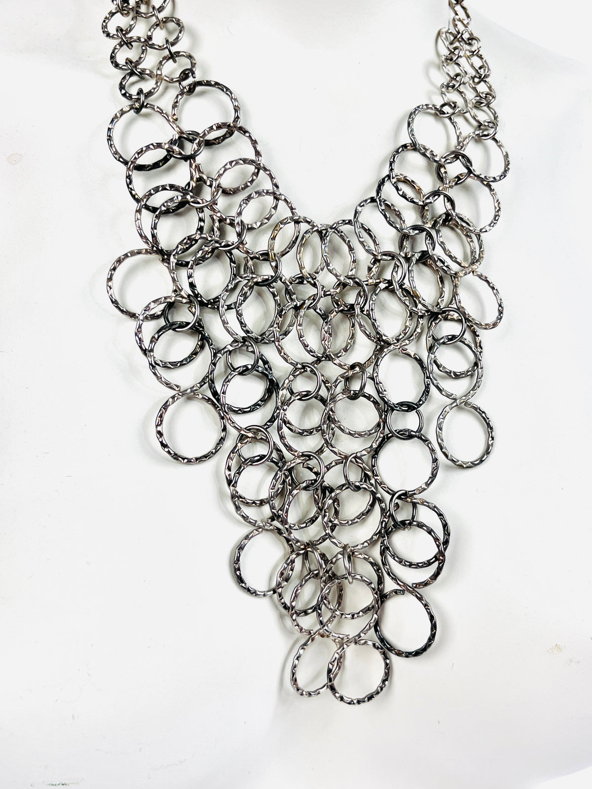 Vintage Silver Tone Bib Necklace