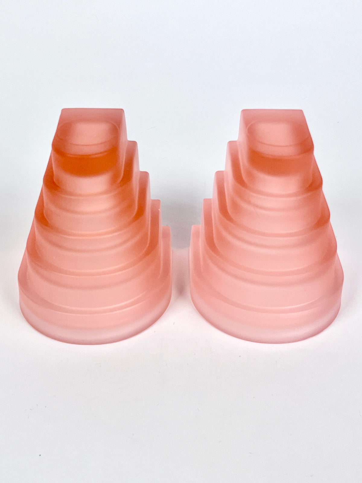 Italian Postmodern Pink Frosted Glass Bookends
