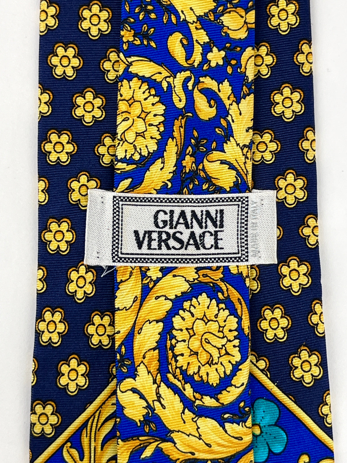 Gianni Versace Vintage 90s Silk Tie, Baroque, Floral, Acanthus Design