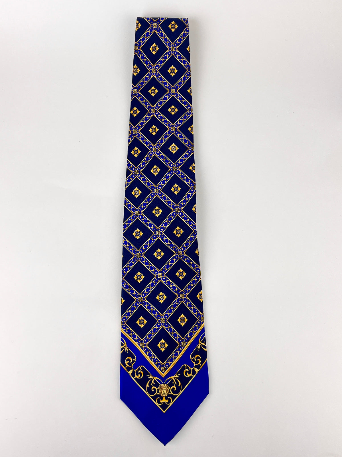 Gianni Versace Vintage 90s Silk Tie, Baroque, Medusa, Acanthus Design