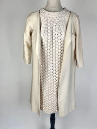 Vintage 1960s Floral Embroidered Dress & Jacket Set