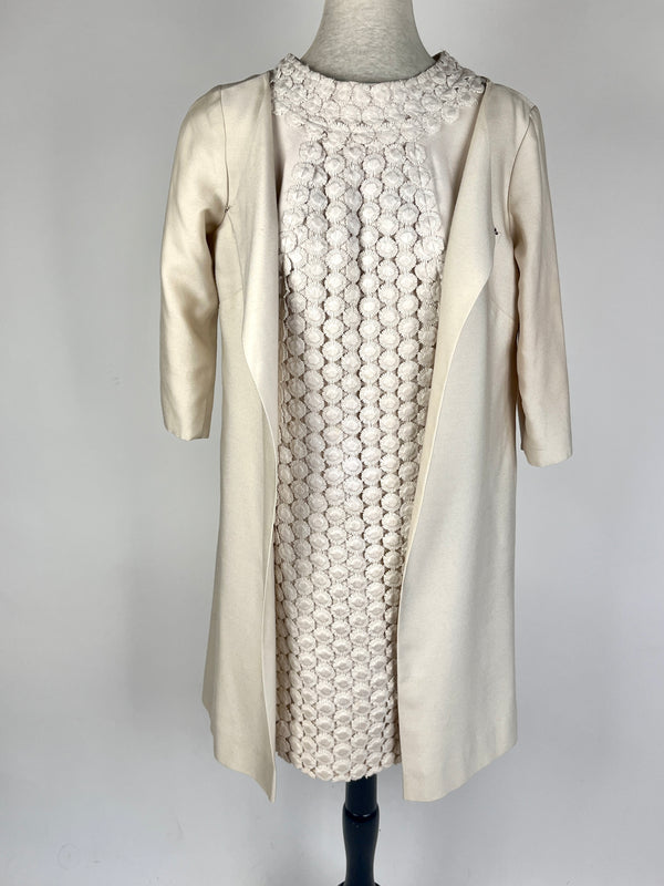 Vintage 1960s Floral Embroidered Dress & Jacket Set