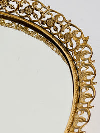 Large Vintage Filigree Mirror Tray