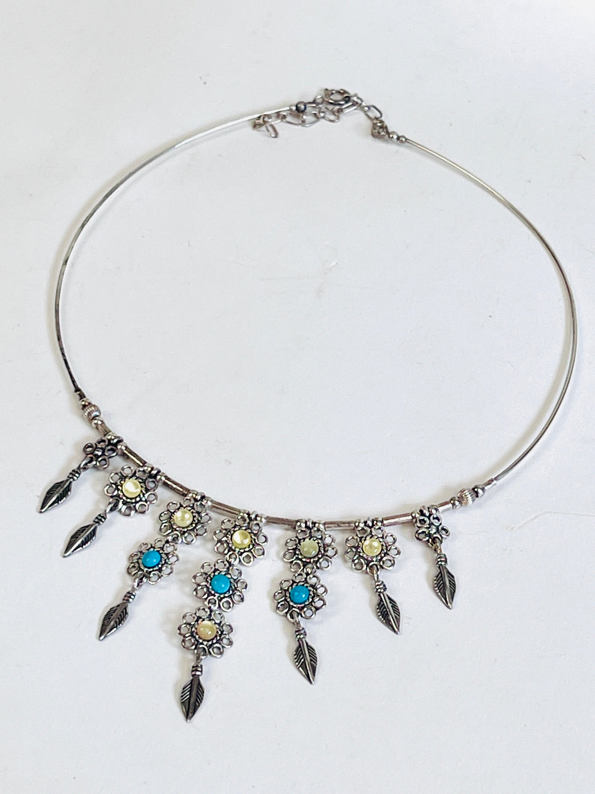Vintage Sterling & Mother of Pearl Necklace by QT Quoc