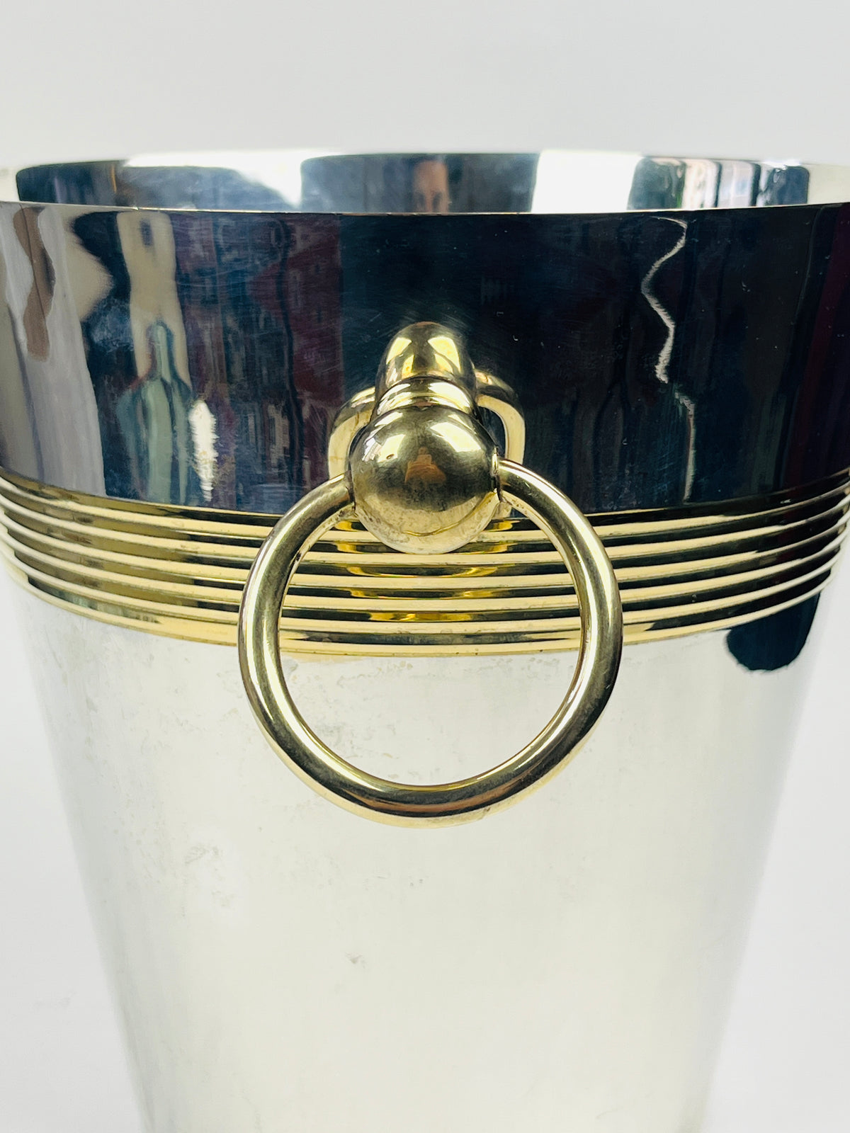 Vintage French Silverplate & Brass Wine Chiller / Ice Bucket