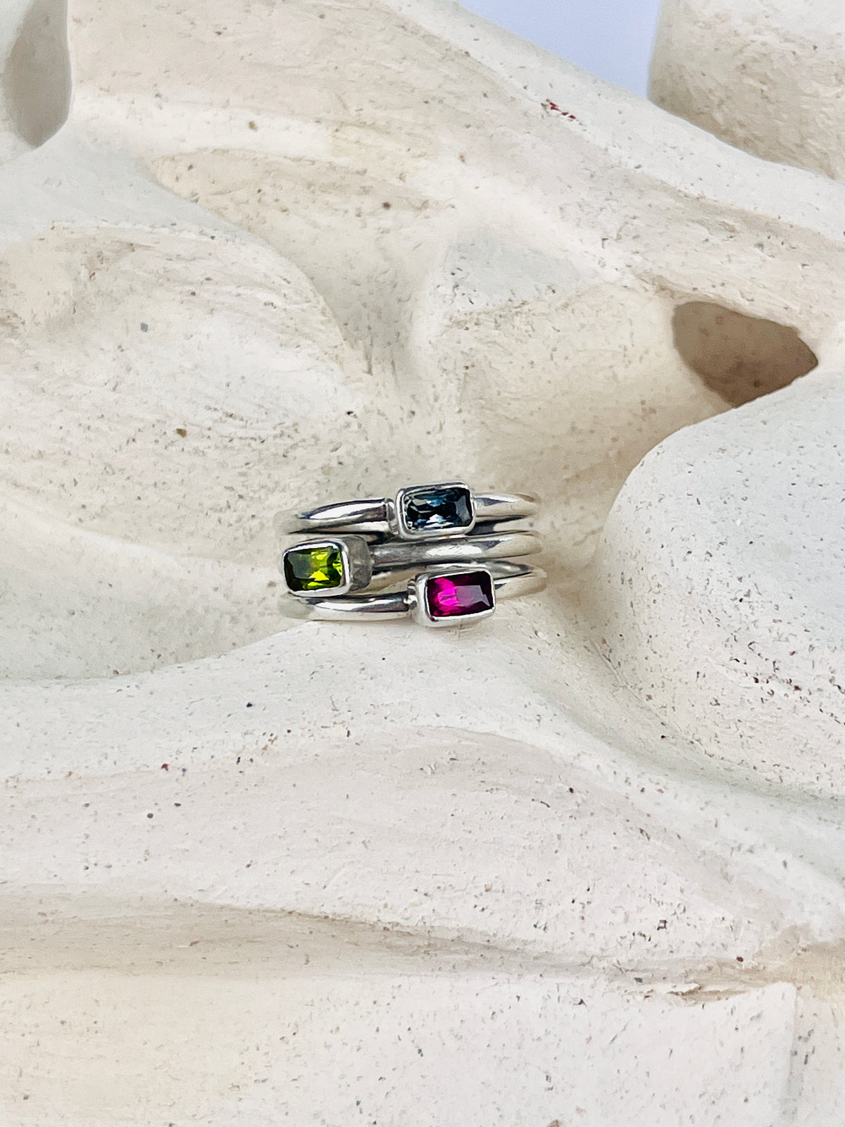 Modernist Sterling Gemstone Ring