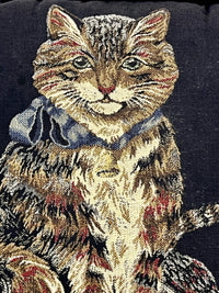 Vintage Needlepoint Cat Pillow