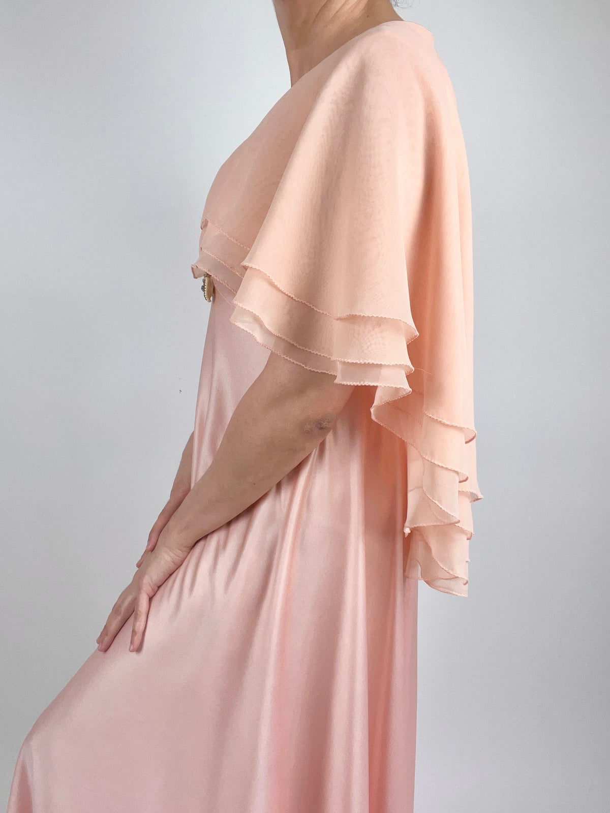 Vintage 1960s Peach Maxi Dress