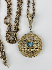 Vintage Basketweave Pendant Necklace