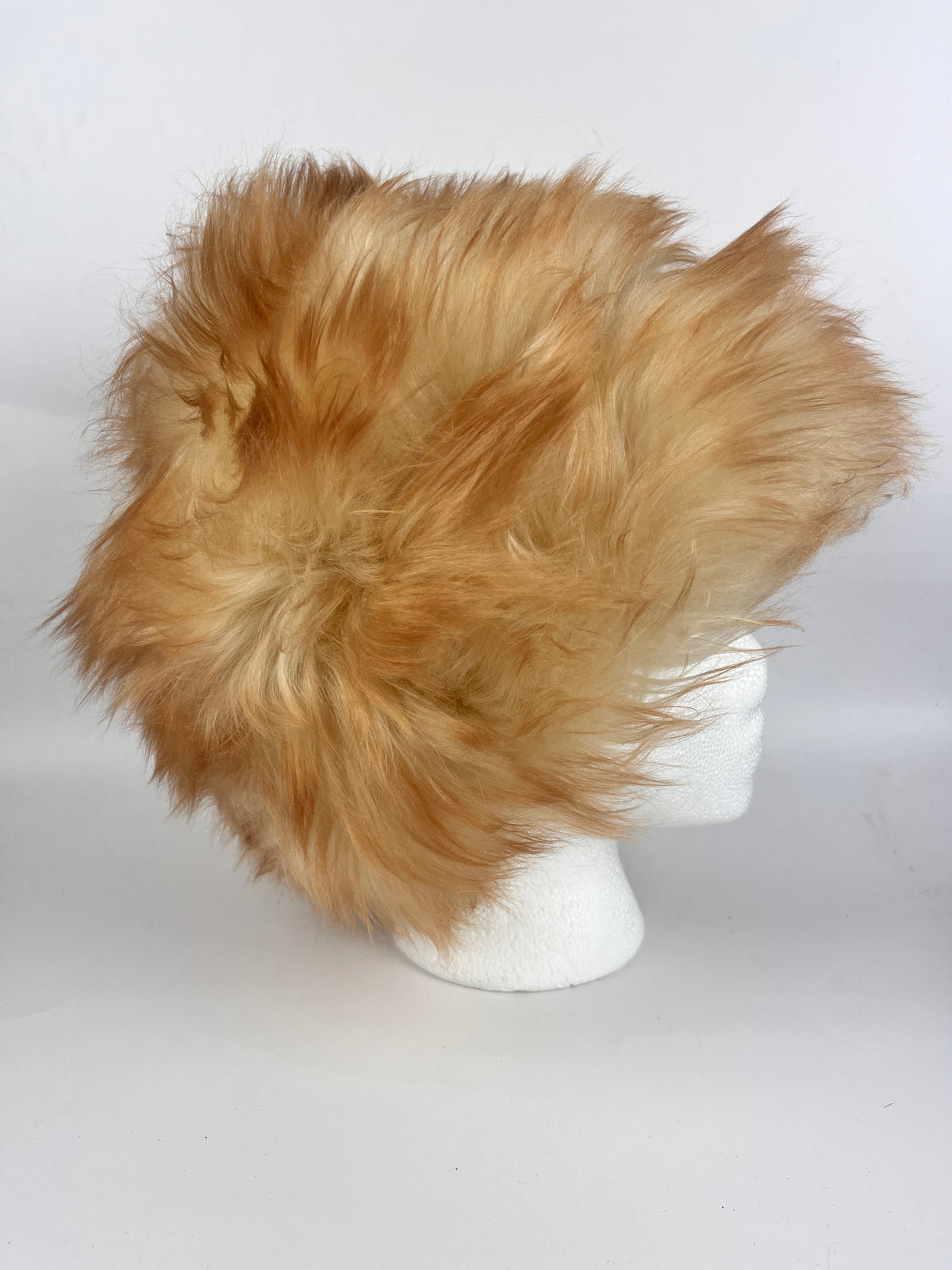 Vintage 70s Tan & White Shearling Hat