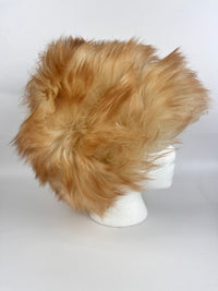 Vintage 70s Tan & White Shearling Hat