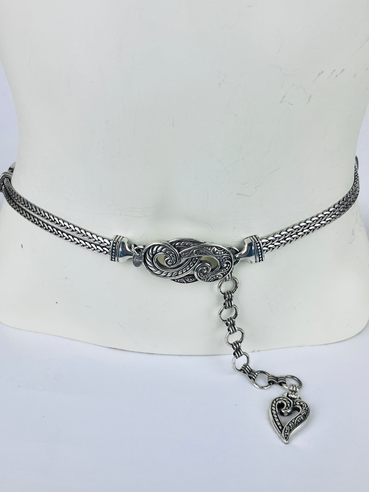 Vintage Silvertone Heart Belt