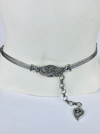 Vintage Silvertone Heart Belt