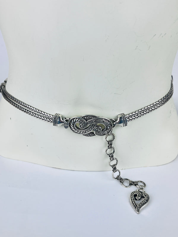 Vintage Silvertone Heart Belt