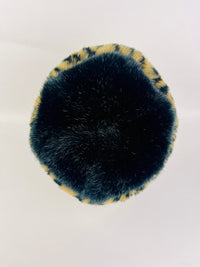 Vintage Black & Leopard Faux Fur Hat