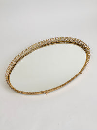 Large Vintage Filigree Mirror Tray