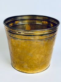 Large Vintage Hammered Brass Floor Planter