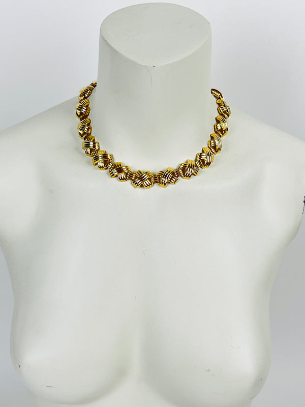 Vintage Gold Tone X Necklace