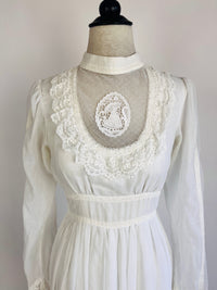Vintage Gunne Sax by Jessica McClintock White Gauze Dress