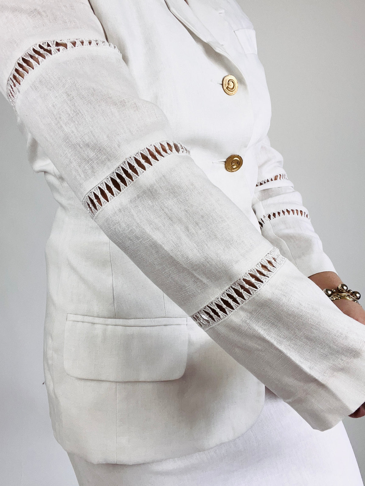 Vintage 90s White Linen Blazer & Skirt Set by Apart