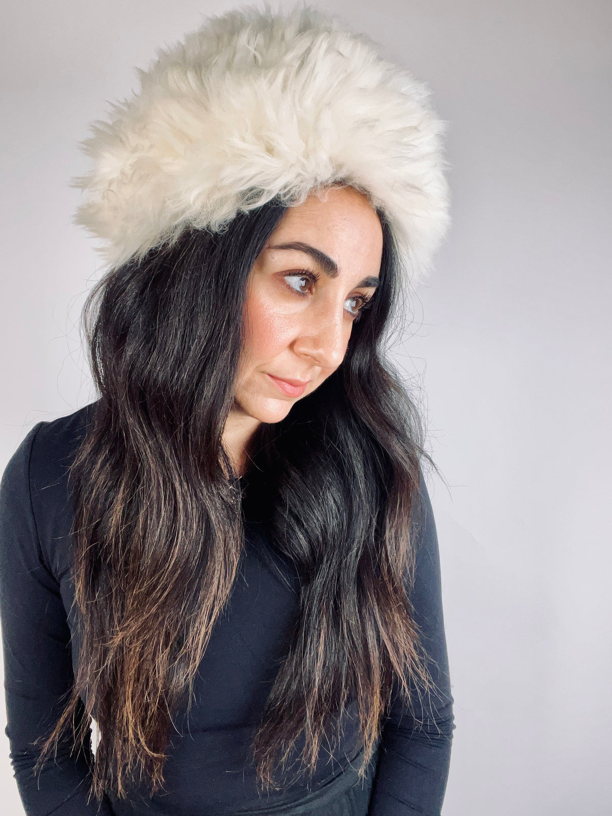 Vintage 70s White Shearling Hat