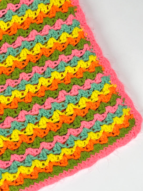 Vintage Multicolor Neon Crochet Blanket