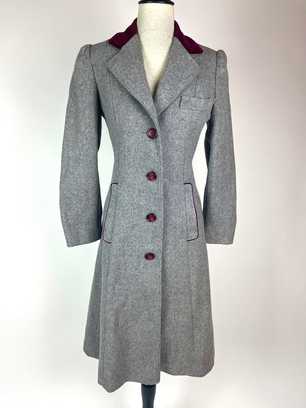 Vintage Gray & Burgundy Princess Coat