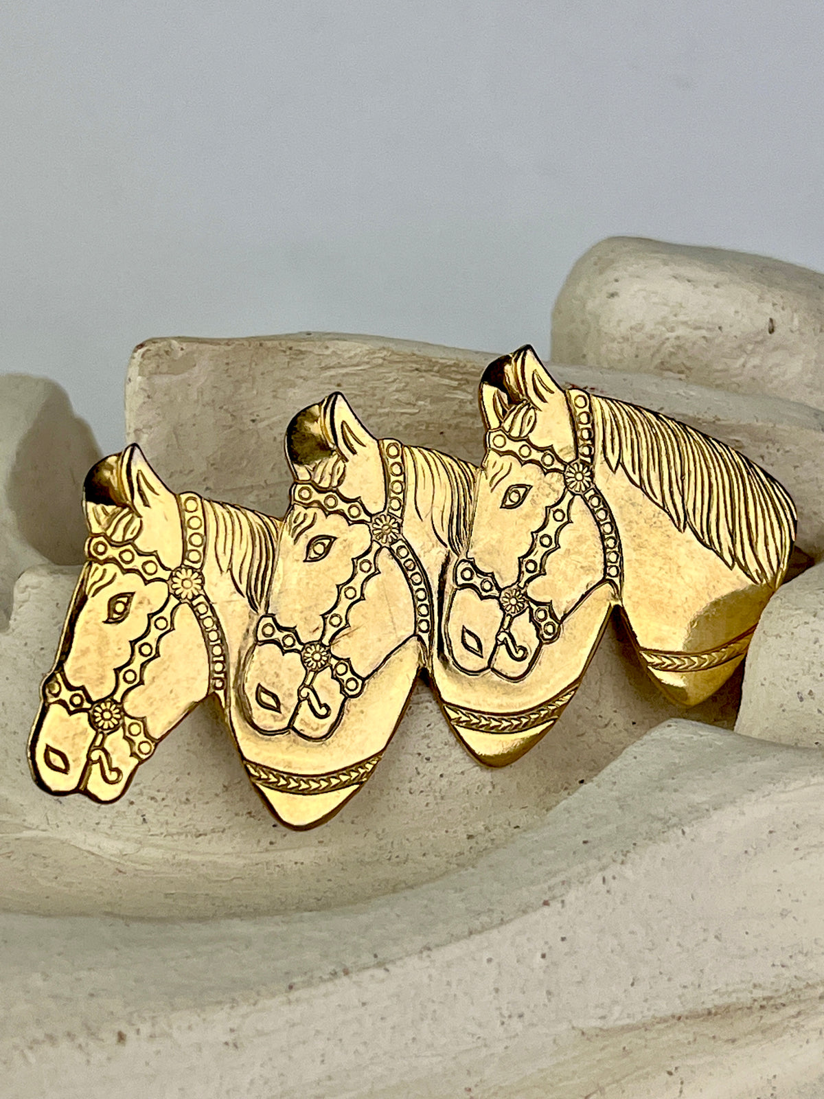 Vintage Horse Head Trio Brooch