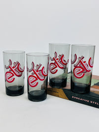 Vintage Pop Art “etc.” Smoked Glass Tumblers