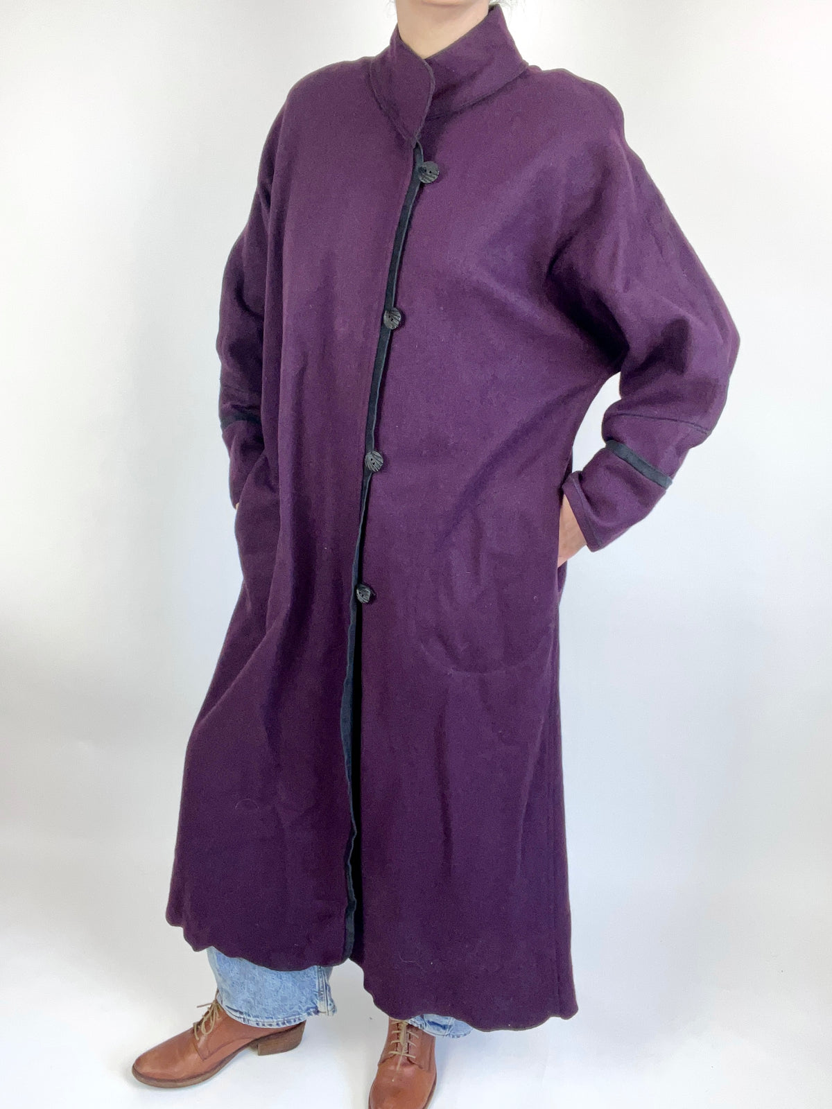 Vintage Aubergine Wool Coat