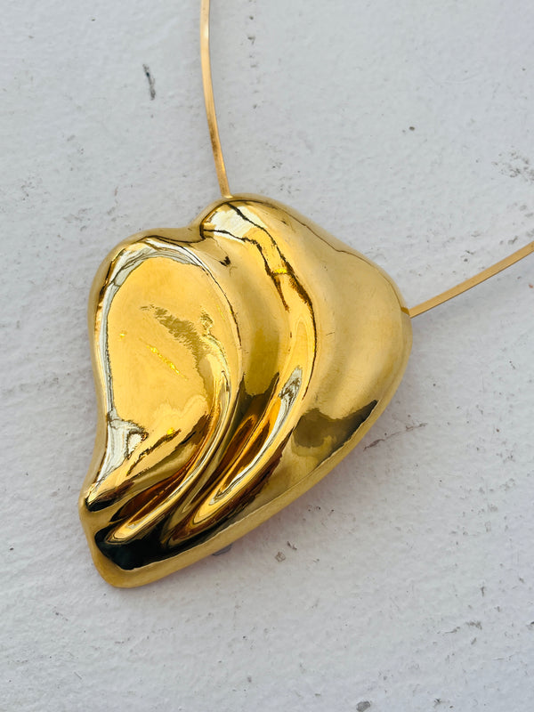 Vintage Sculptural Gold Tone Necklace