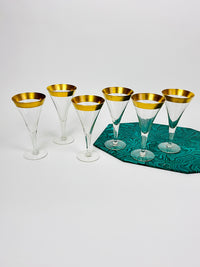 RARE 22k Gold-Plated Dorothy Thorpe Flared Stemware, 6pc