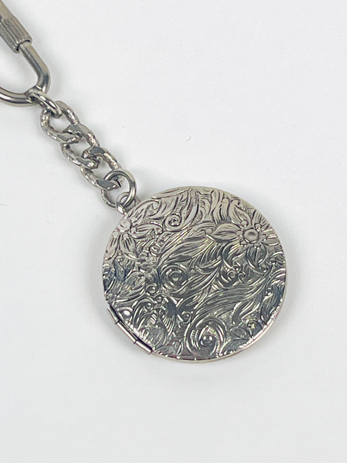 Vintage Flower Engraved Locket Keychain