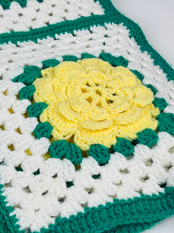 Vintage Handmade Floral Blanket