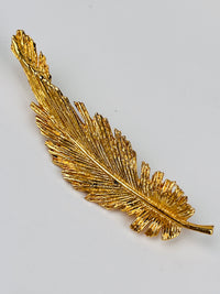 Vintage Gold Tone Feather Brooch
