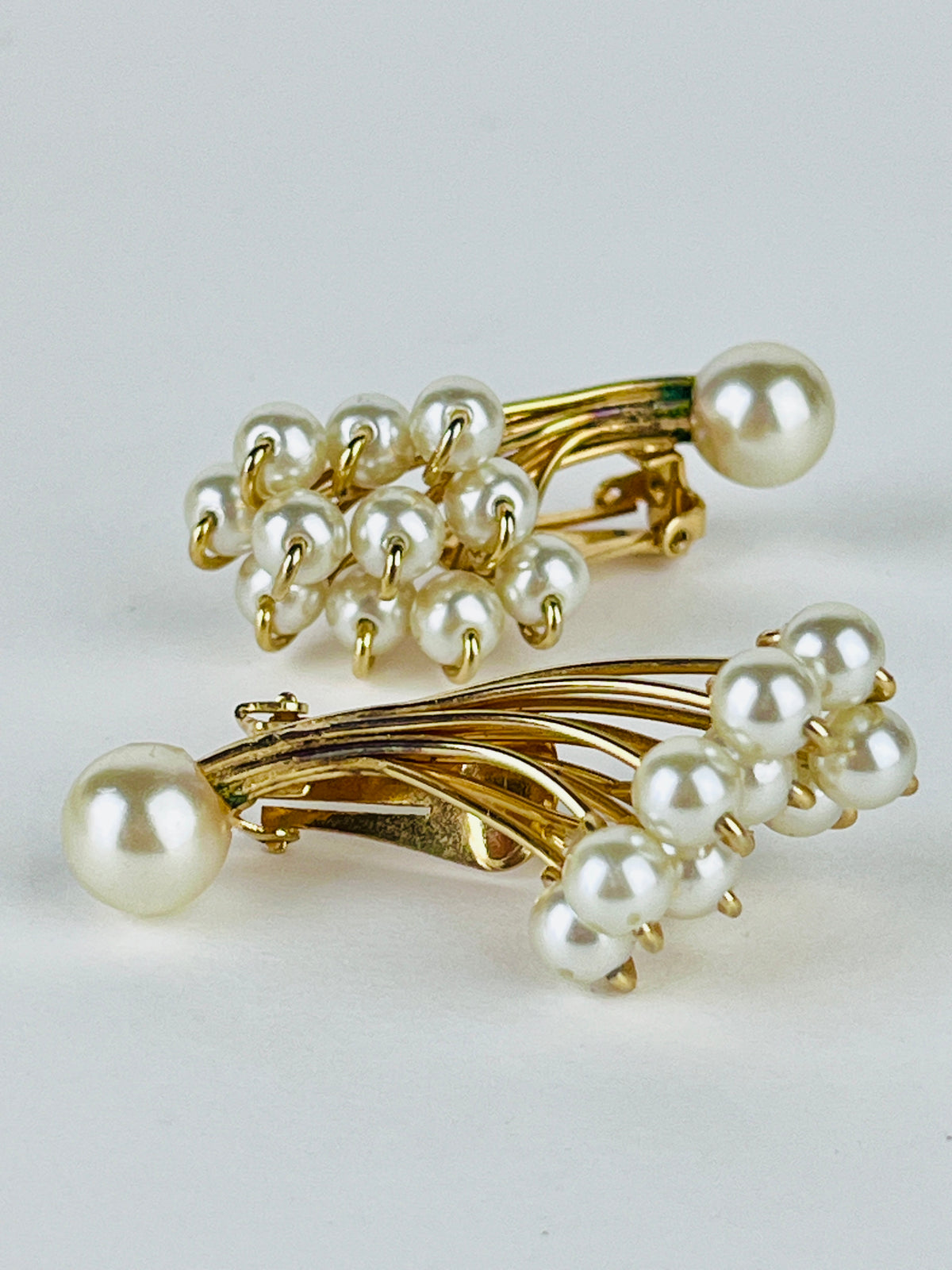 Vintage Faux Pearl Bouquet Earrings