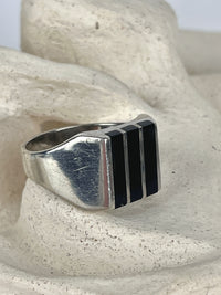 Vintage Sterling & Onyx Inlay Ring