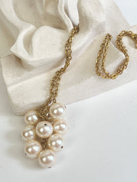 Vintage Faux Pearl Cluster Necklace