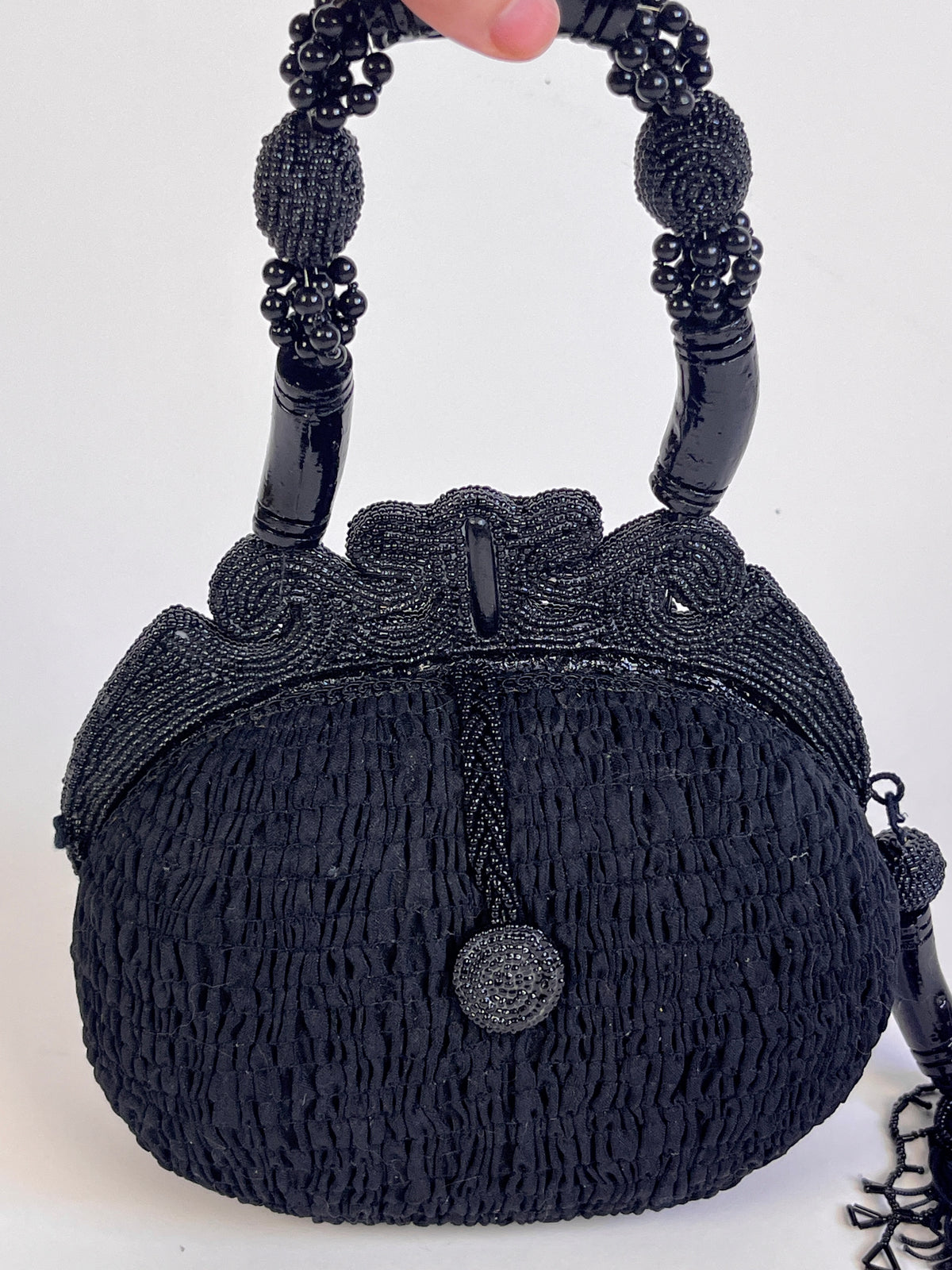 Vintage Black Beaded Butterfly Bag