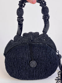 Vintage Black Beaded Butterfly Bag