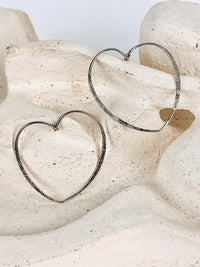 Vintage Sterling Heart Hoop Earrings