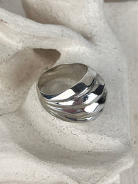 Modernist Sterling Textured Dome Ring