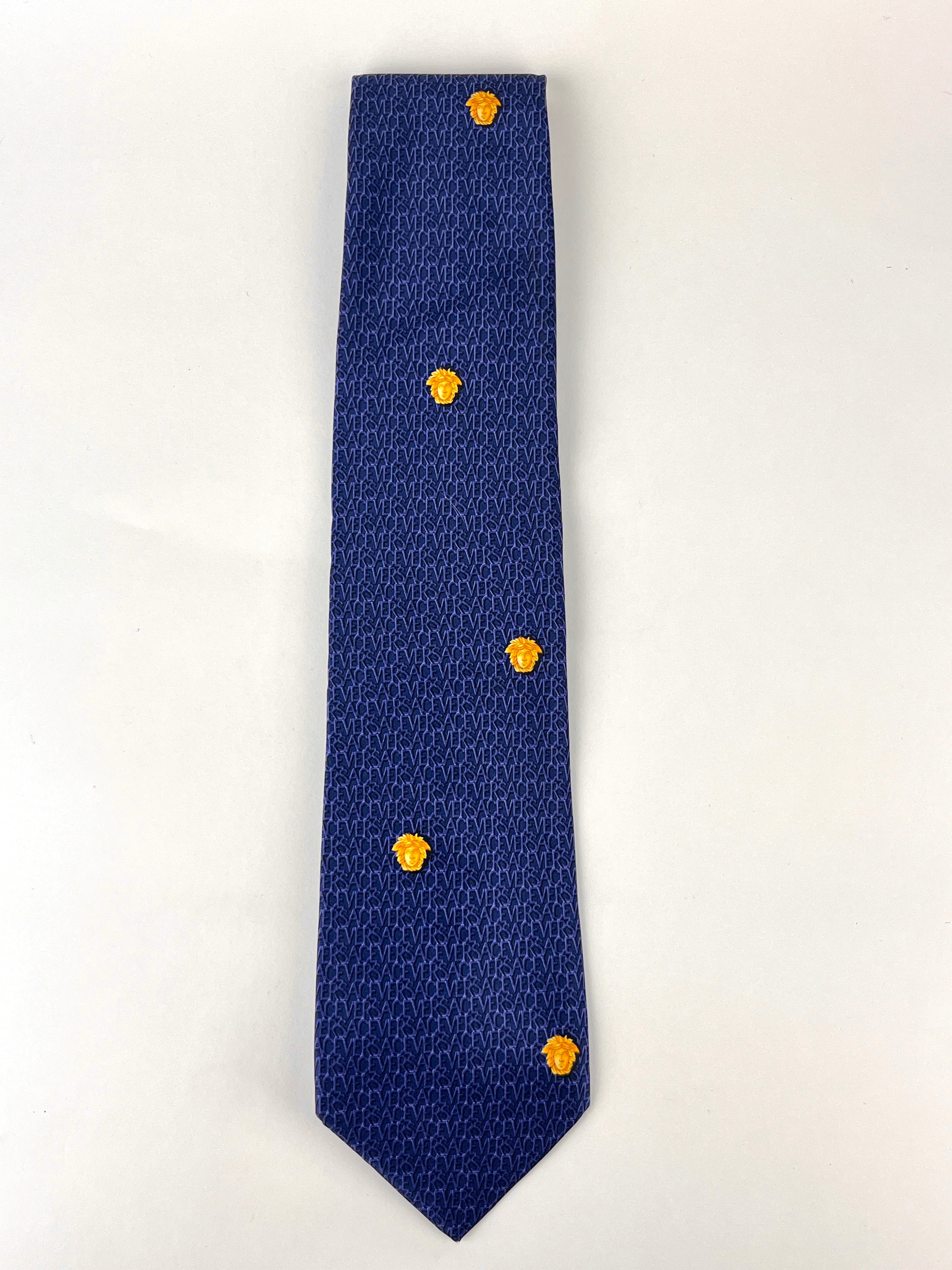 Gianni Versace Vintage 90s Silk Tie, Medusa and Versace Logo