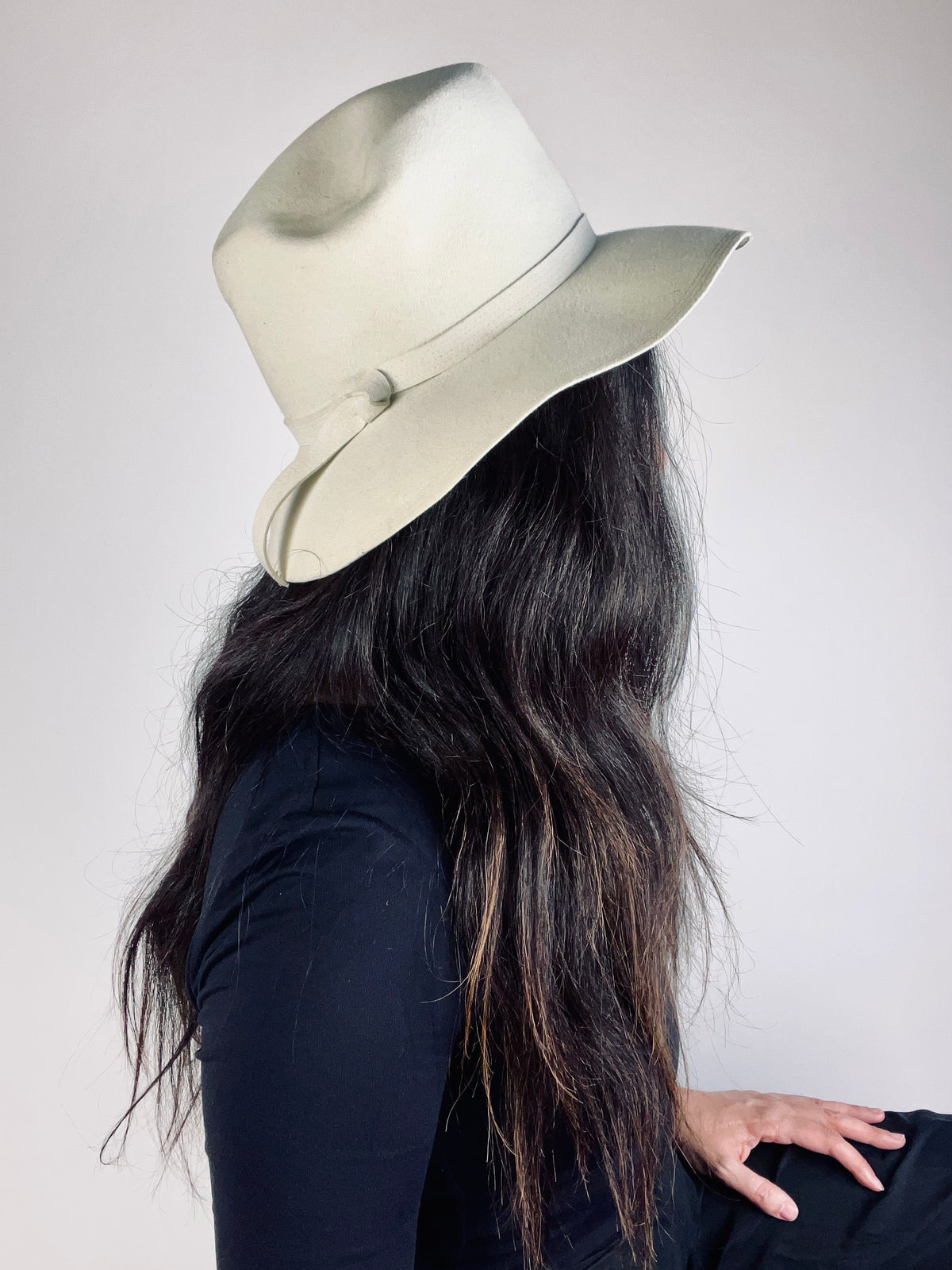 Vintage White Felted Wool Hat by Adolfo