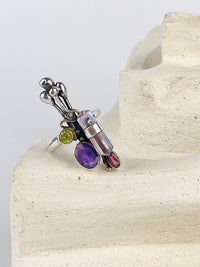 Modernist Sterling Sculptural Gemstone Ring