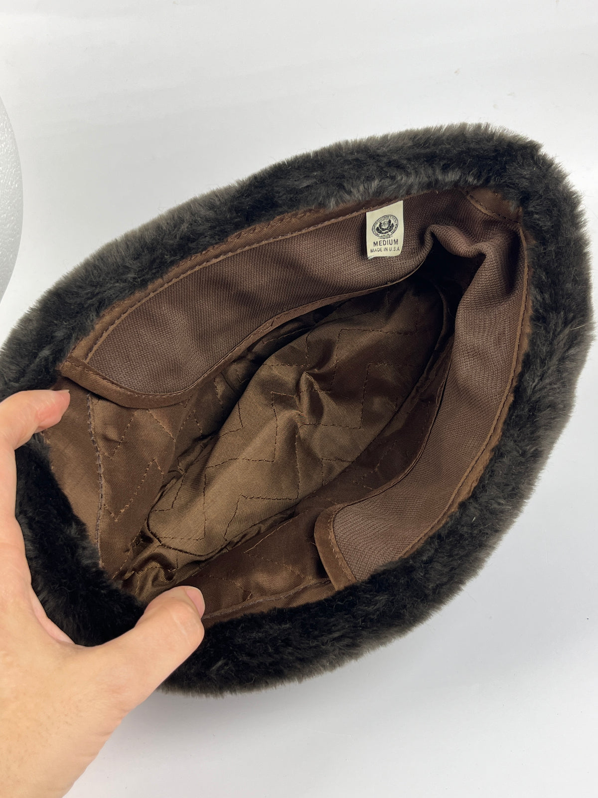 Vintage Chocolate Brown Faux Fur Hat