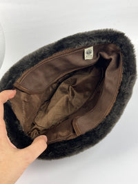 Vintage Chocolate Brown Faux Fur Hat