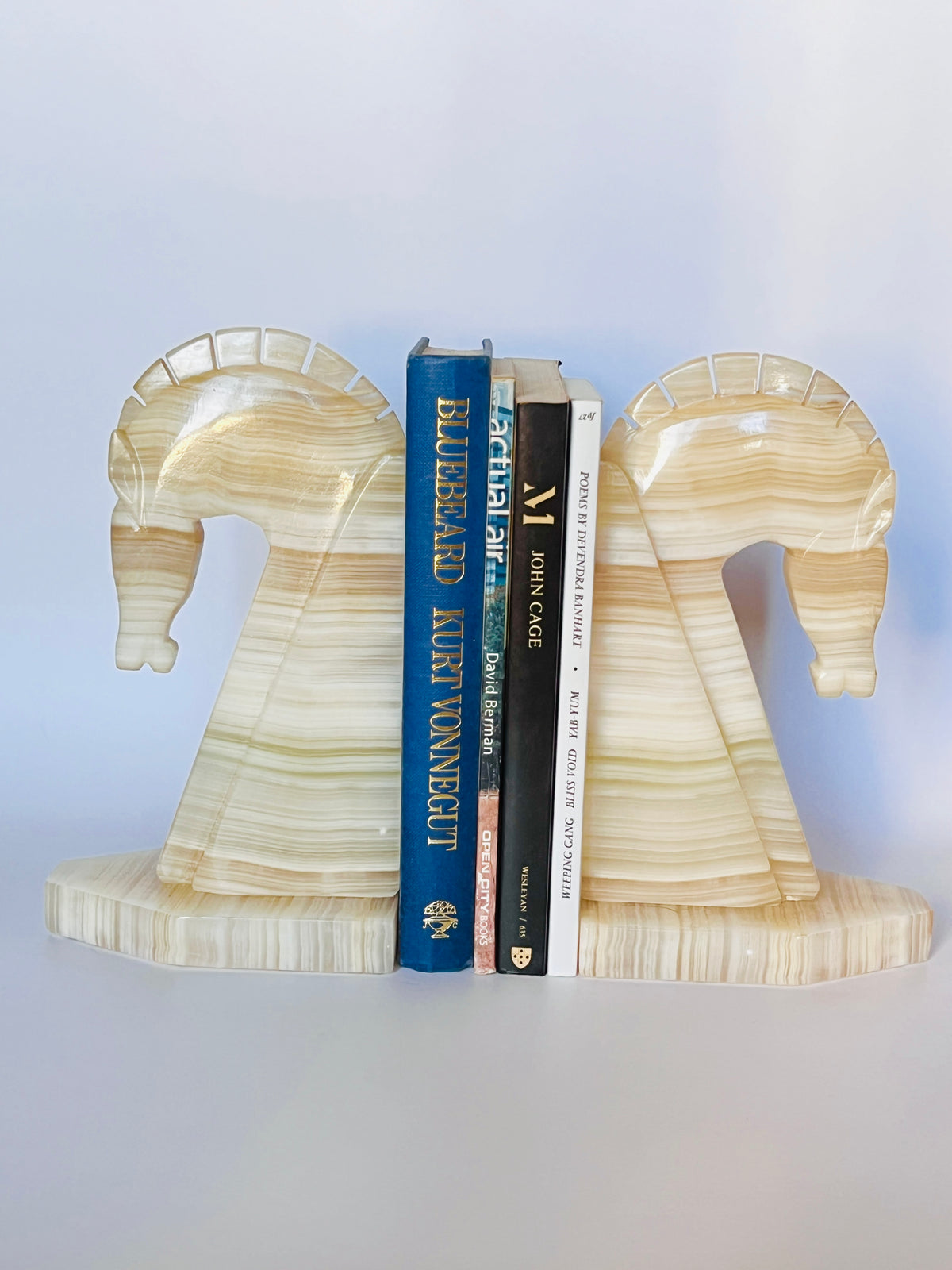 Vintage Alabaster Horse Head Bookends