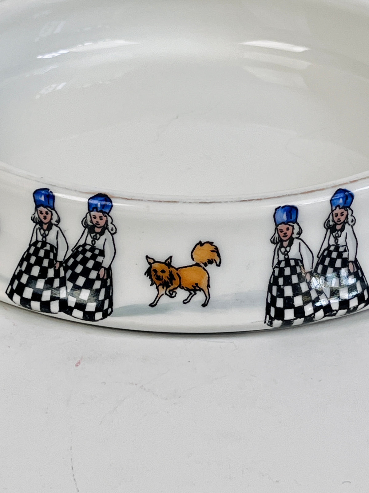 Vintage French Limoges Porcelain Dog Bowl by Chateau