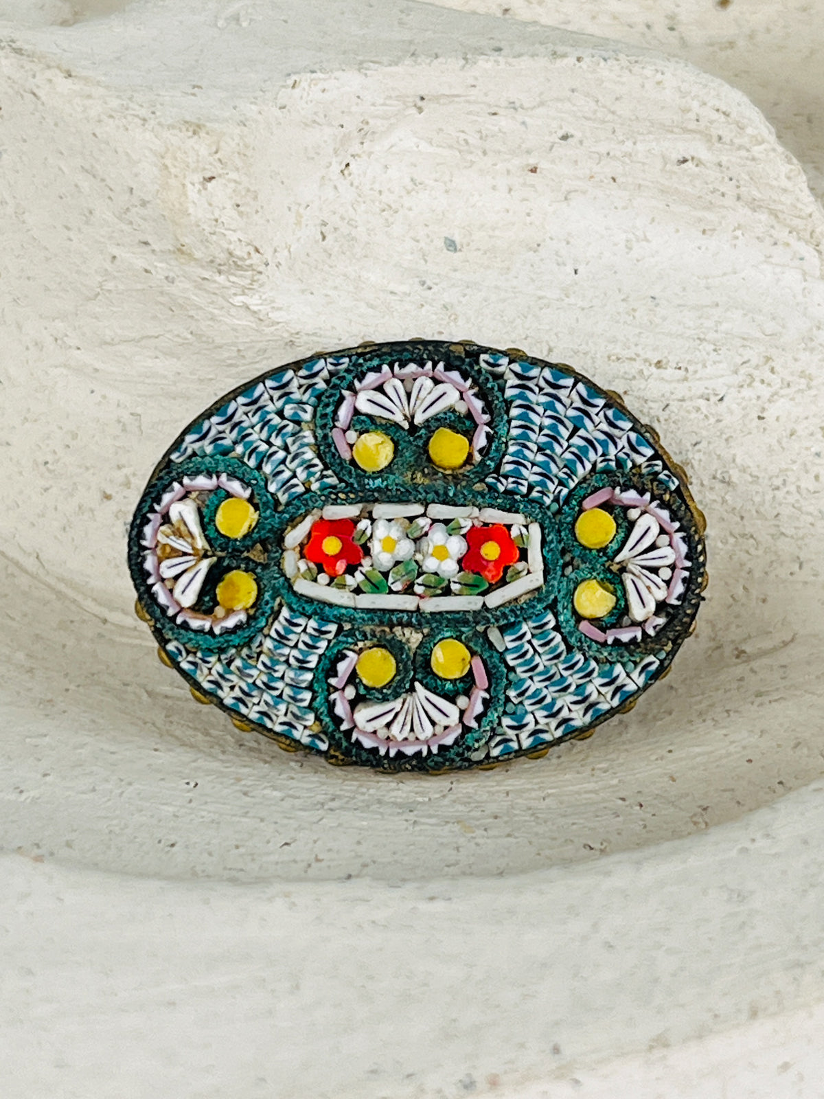 Vintage 1930s Italian Millefiori Micro-Mosaic Brooch